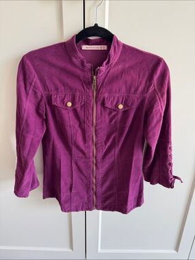 Wearables Women's Magenta Zip-Front Jean Jacket